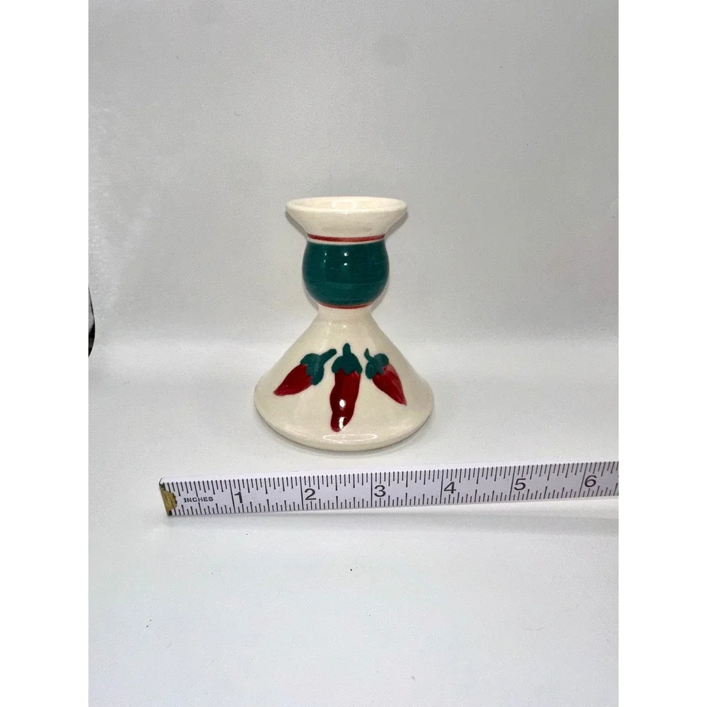 Vintage Southwestern Chili Pepper‎ Ceramic Taper Candlestick Holders Set of 2